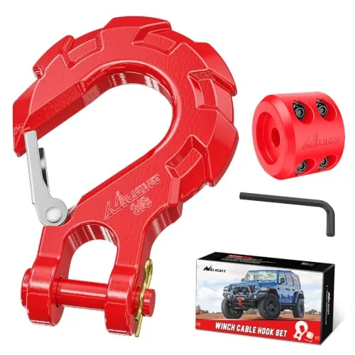 Nilight 3/8-Inch Forged Steel Winch Hook with Stopper