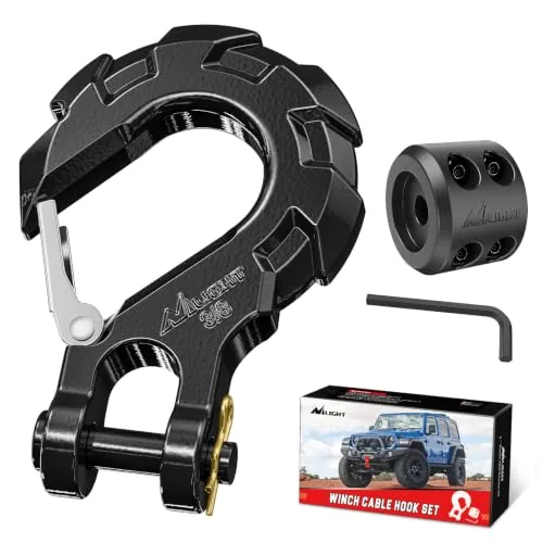 Nilight Grade 70 Winch Hook Set with Cable Stopper