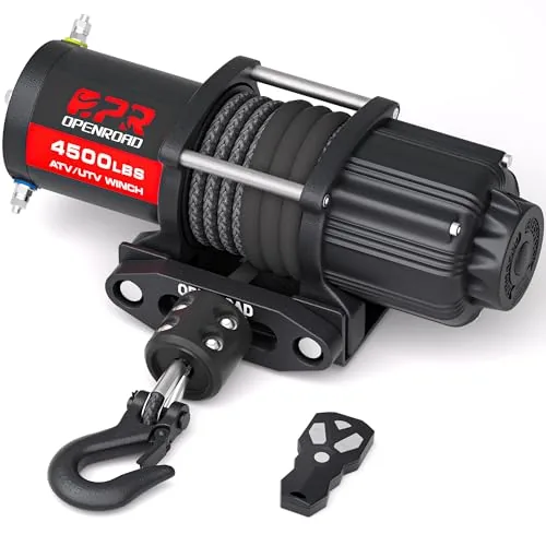 OPENROAD 4500lb ATV/UTV Winch with Synthetic Rope