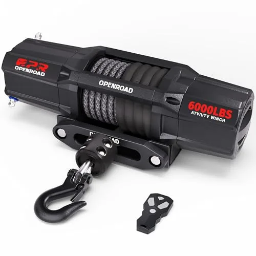 OPENROAD 6000lb UTV Winch with Synthetic Rope