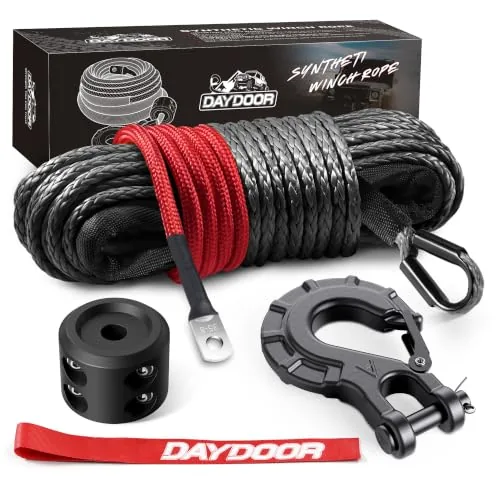 DAYDOOR Synthetic Winch Rope 1/4in x 50ft 10,000Lb