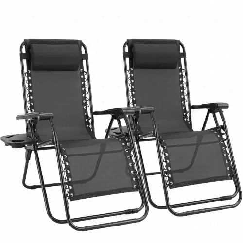 Sweetcrispy Zero Gravity Chair Set of 2 Solid Black