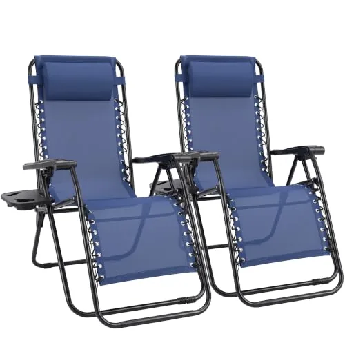 Sweetcrispy Zero Gravity Chair Set of 2, Classic Blue