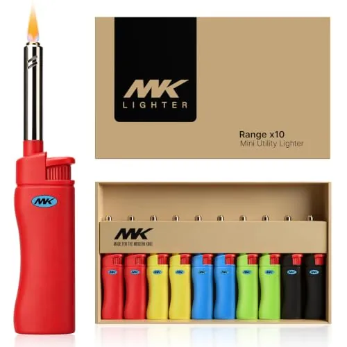 MK Lighter 3BL 10-Pack Windproof Butane Candle Lighter