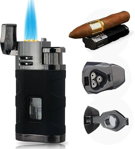 PROMISE Triple Jet Flame Refillable Metal Lighter